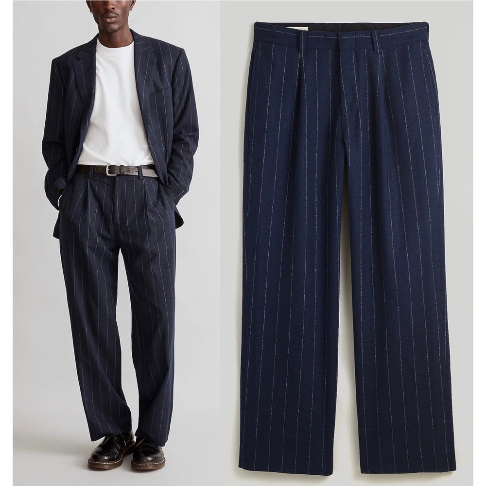 NWT Madewell Mens Wool Pleated Trousers 30x32 Italian Fabric The Roebling